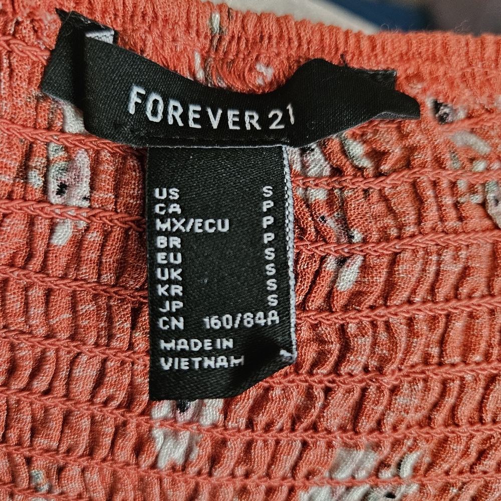 Orange Floral Smocked Flounce-Hem Top - Picture 6 of 7